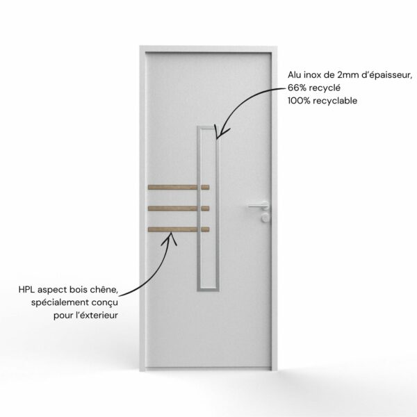 KOTO - Insert alu inox porte - Décor bois pour porte