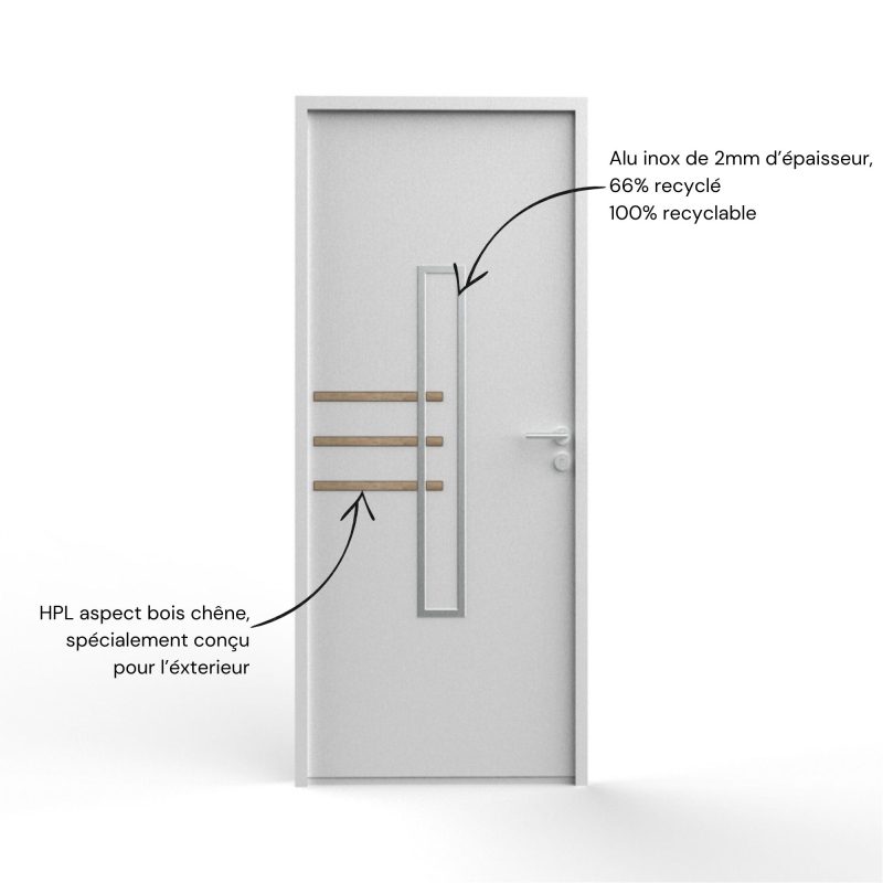 KOTO - Insert alu inox porte - Décor bois pour porte