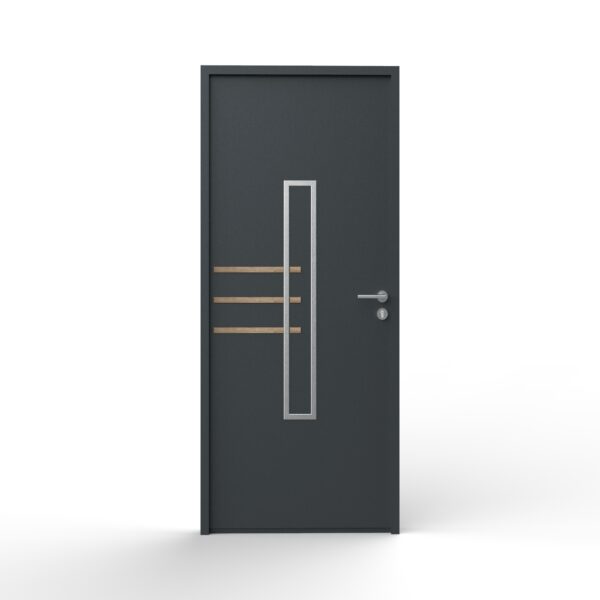 KOTO - Insert alu inox porte - Décor bois pour porte