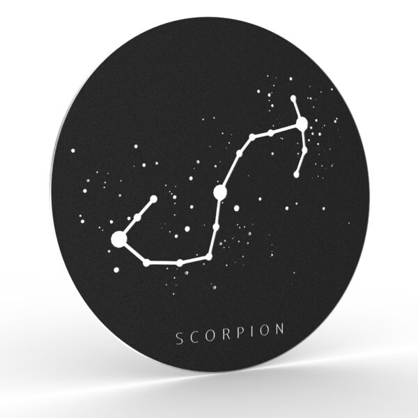 décoration murale ronde en métal scorpion signe astrologique dessin constellation