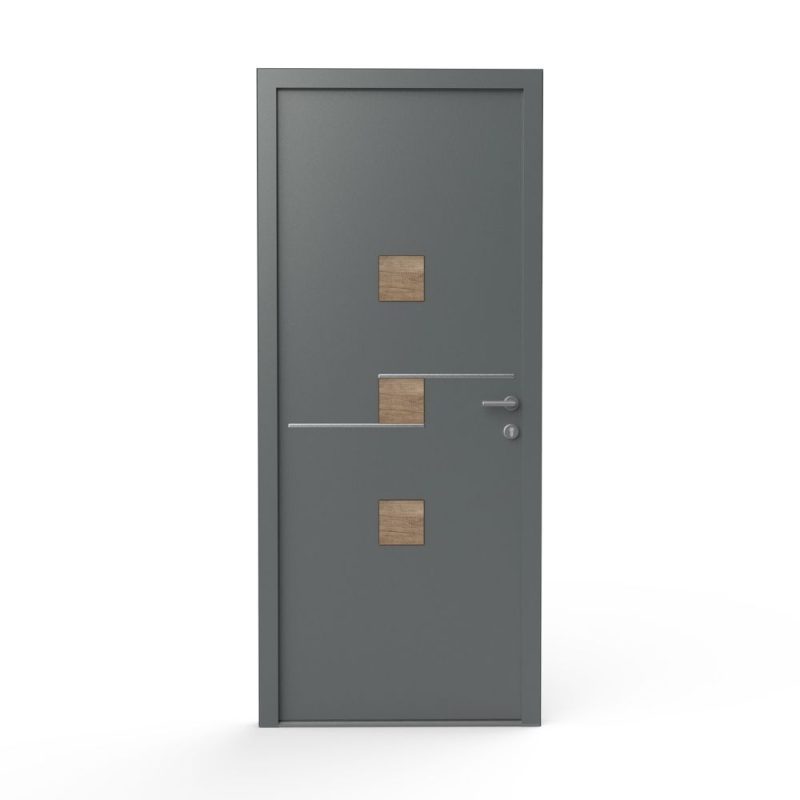 ELIOTT - Décor pour porte d'entrée - Alu inox et bois