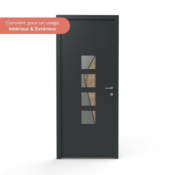 RIKA - Décor alu inox et bois - Décoration porte intérieure et porte d'entrée