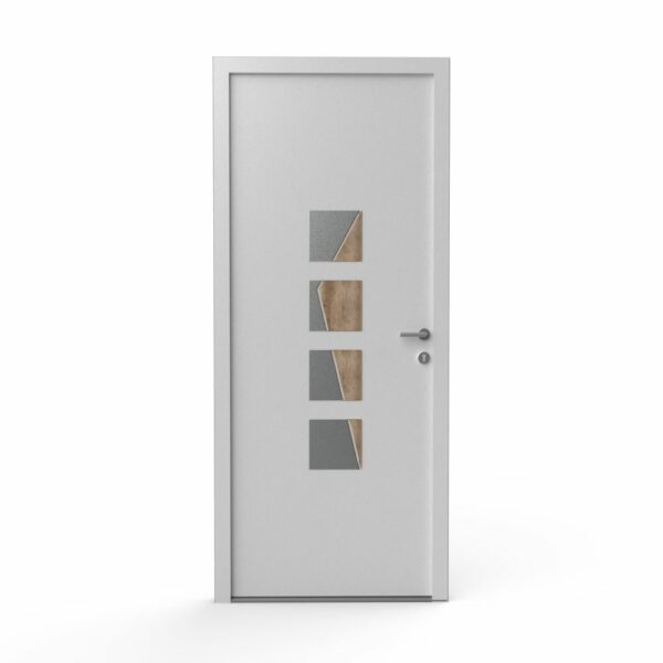 RIKA - Décor alu inox et bois - Décoration porte intérieure et porte d'entrée