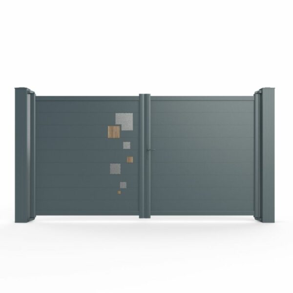 SYLEOS - Élément décoratif en alu inox brossé à coller - pour portail extérieur