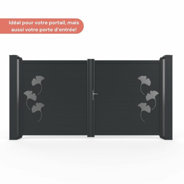 Décor en alu brossé KAÏRA motif ginkgo