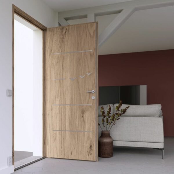 LINEA OISEAUX - Décoration pour porte d’entrée moderne - Décoration extérieure oiseaux - Alu inox – Image 3