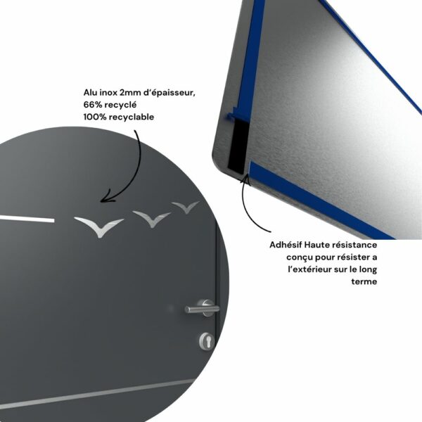 LINEA OISEAUX - Décoration pour porte d’entrée moderne - Décoration extérieure oiseaux - Alu inox – Image 4