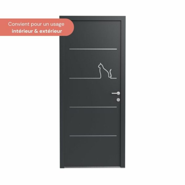 LINEA CHAT- Déco animaux pour porte - Décor porte alu inox