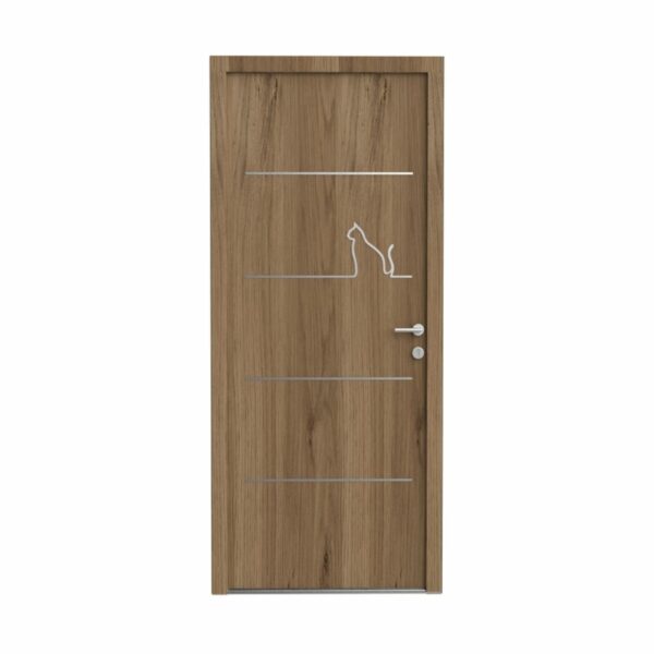 LINEA CHAT- Déco animaux pour porte - Décor porte alu inox – Image 2