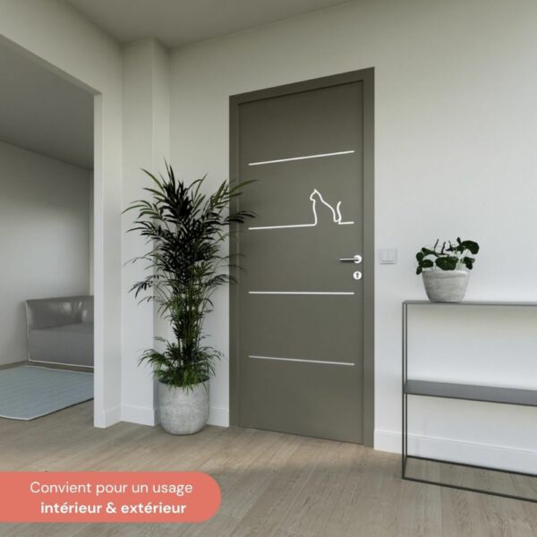 LINEA CHAT- Déco animaux pour porte - Décor porte alu inox – Image 3