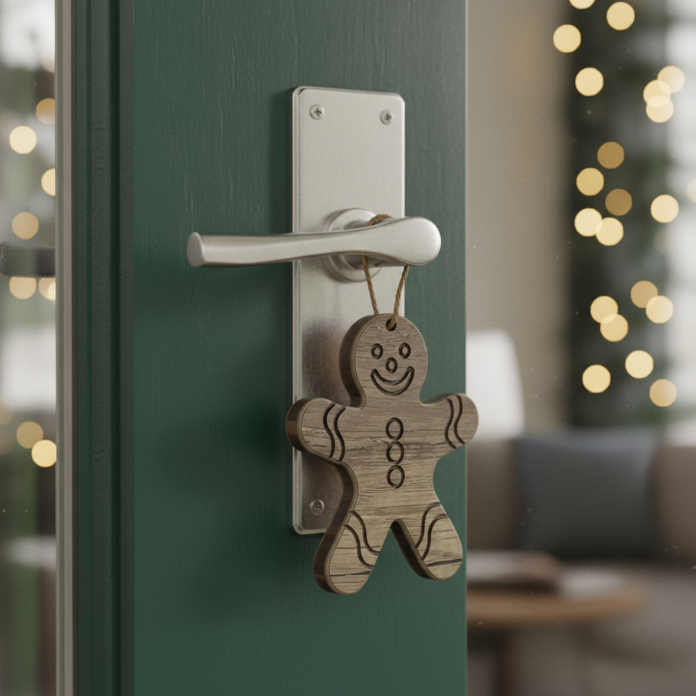 Lot de 5 décorations de Noël à suspendre – Aspect bois naturel – Intérieur & extérieur