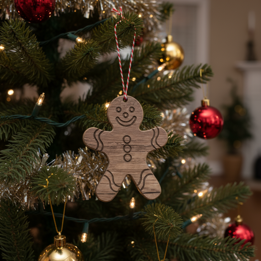 Lot de 5 décorations de Noël à suspendre – Aspect bois naturel – Intérieur & extérieur – Image 3