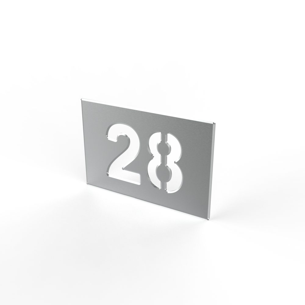 Lot de plaques avec numéro découpe - alu inox brossé - plaque numéroté de 01 à 75 
