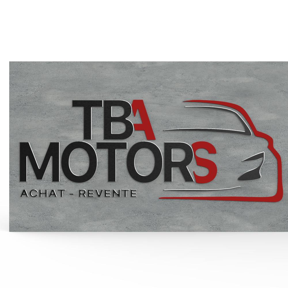 Panneau TBA motors - fond aspect béton avec lettrage