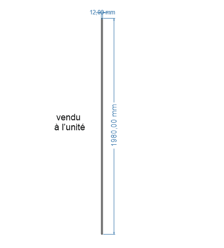 Baguette alu inox brossé 1980x12mm - Vendue à l'unité