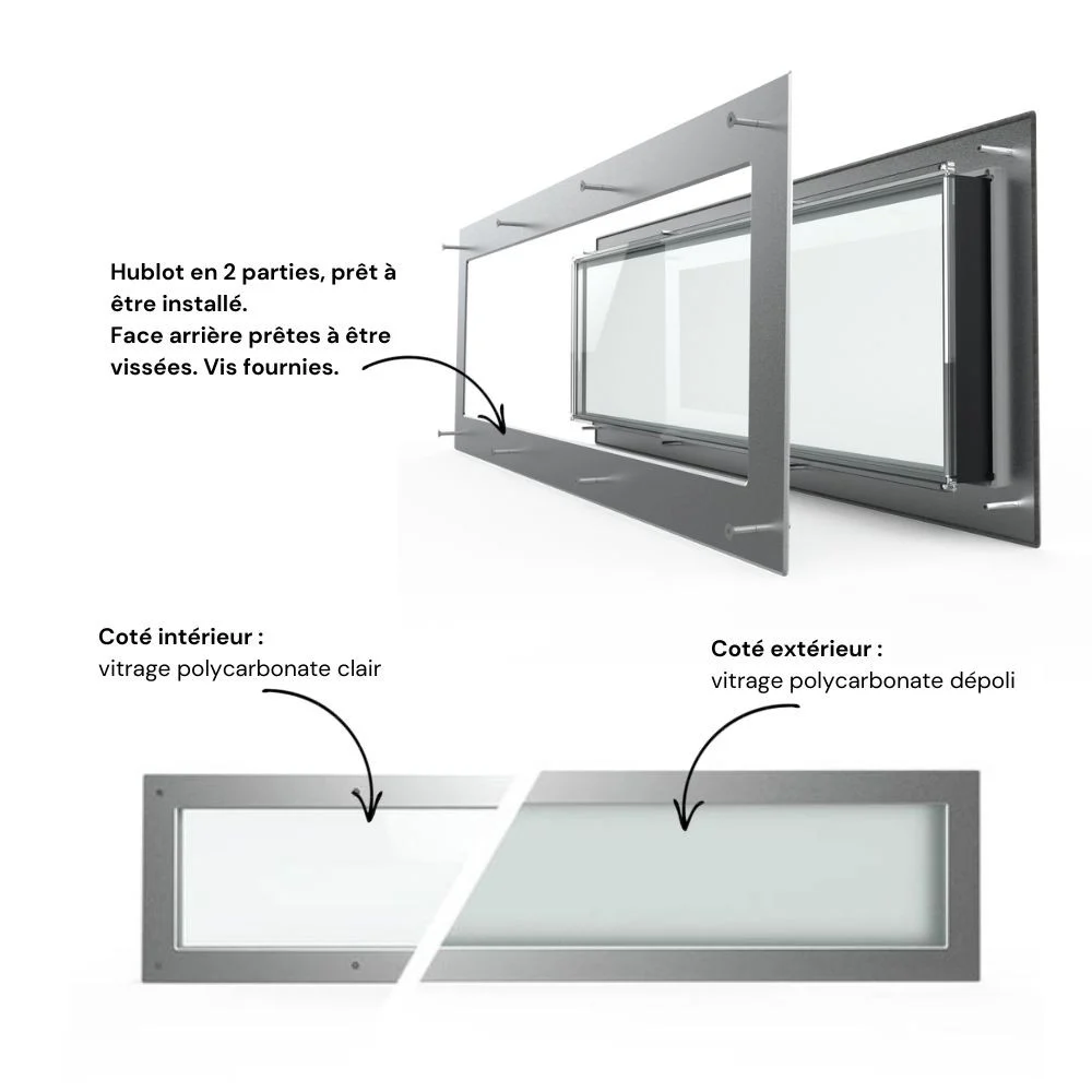 INNOVO - Hublot pour porte de garage 250x750 mm – clair ou dépoli - Pour portes de garage, cloisons et portes intérieures – Image 3