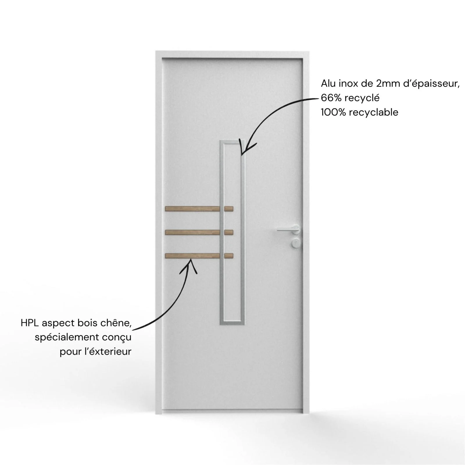 KOTO - Insert alu inox porte - Décor bois pour porte – Image 2