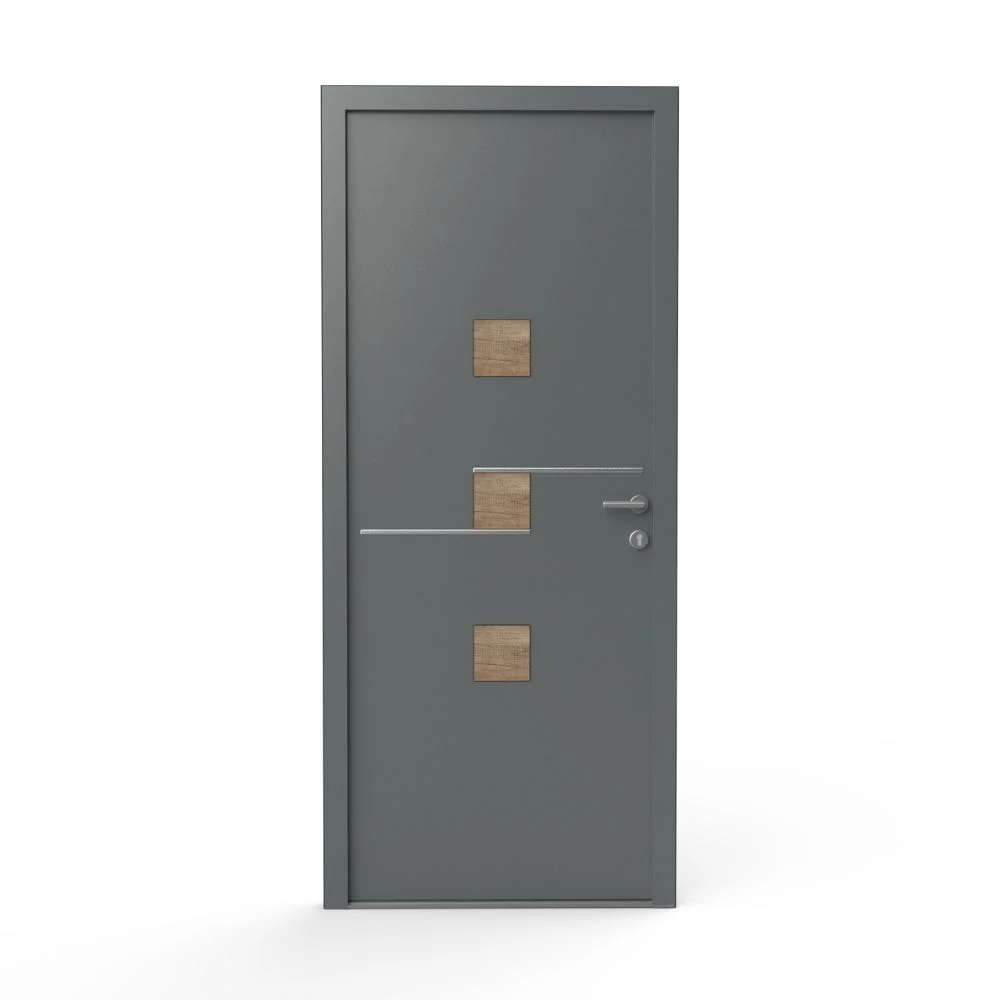 ELIOTT - Décor pour porte d'entrée - Alu inox et bois