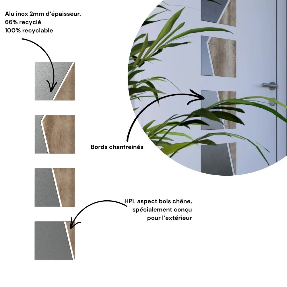 RIKA - Décor alu inox et bois - Décoration porte intérieure et porte d'entrée – Image 3