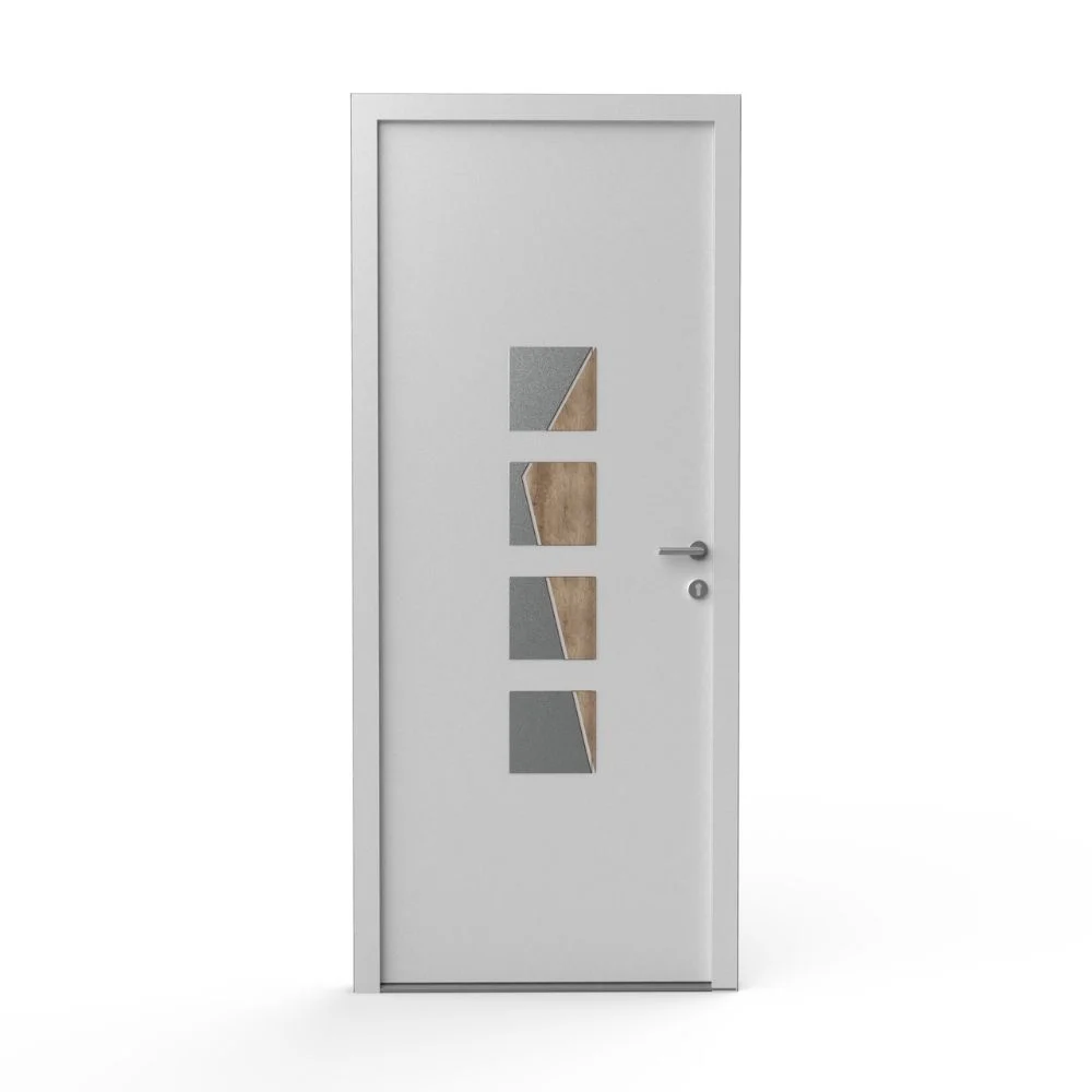RIKA - Décor alu inox et bois - Décoration porte intérieure et porte d'entrée