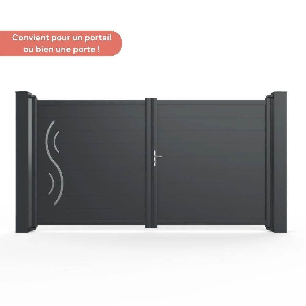 LUNAÏ - Décoration en inox brossé pour portail - Décor portail pvc ou alu