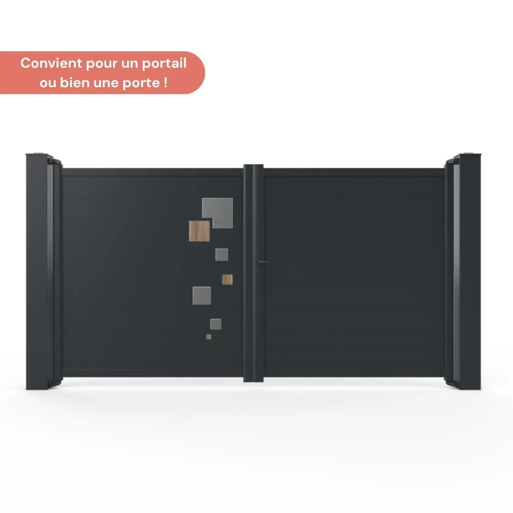 SYLEOS - Élément décoratif en alu inox brossé à coller - pour portail extérieur