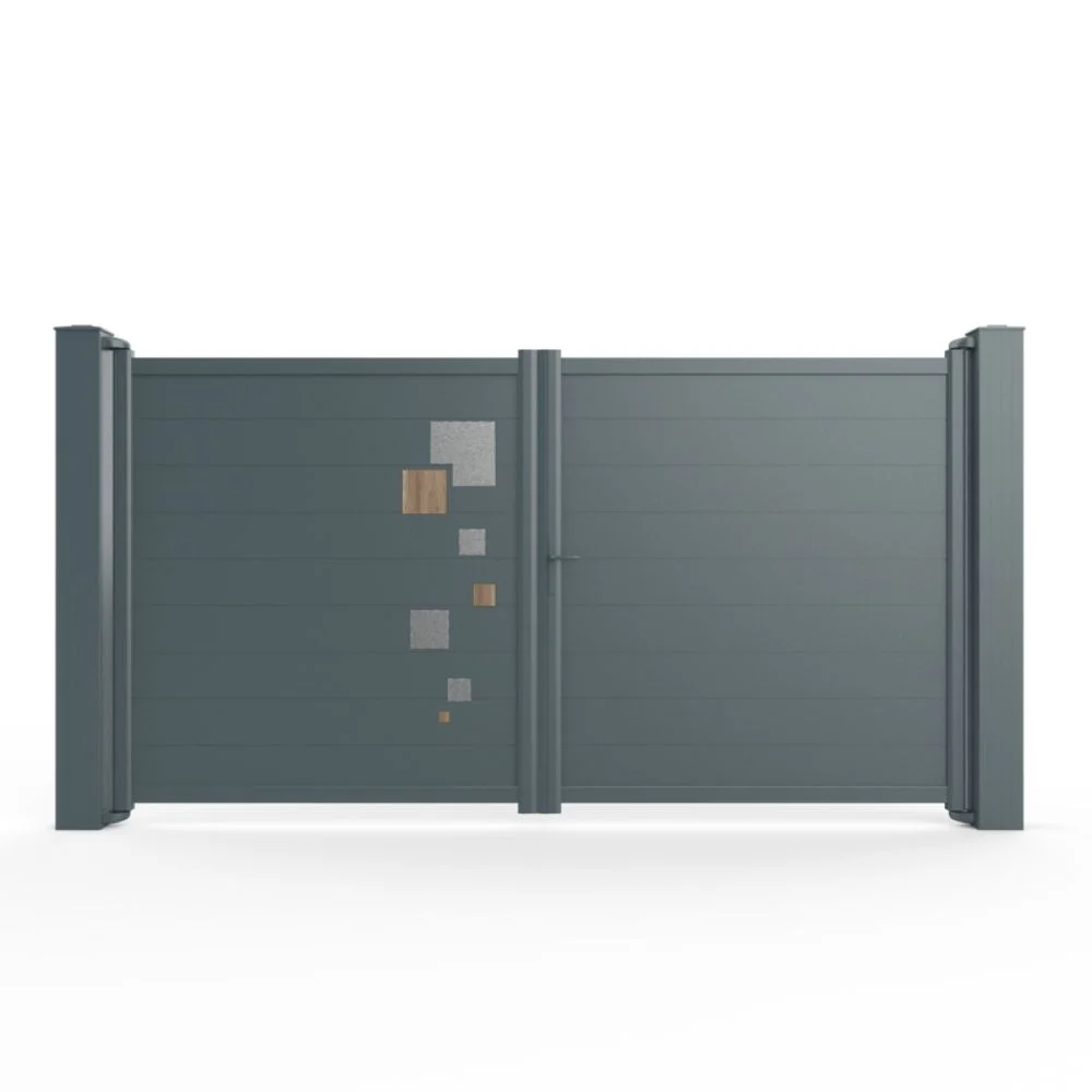SYLEOS - Élément décoratif en alu inox brossé à coller - pour portail extérieur