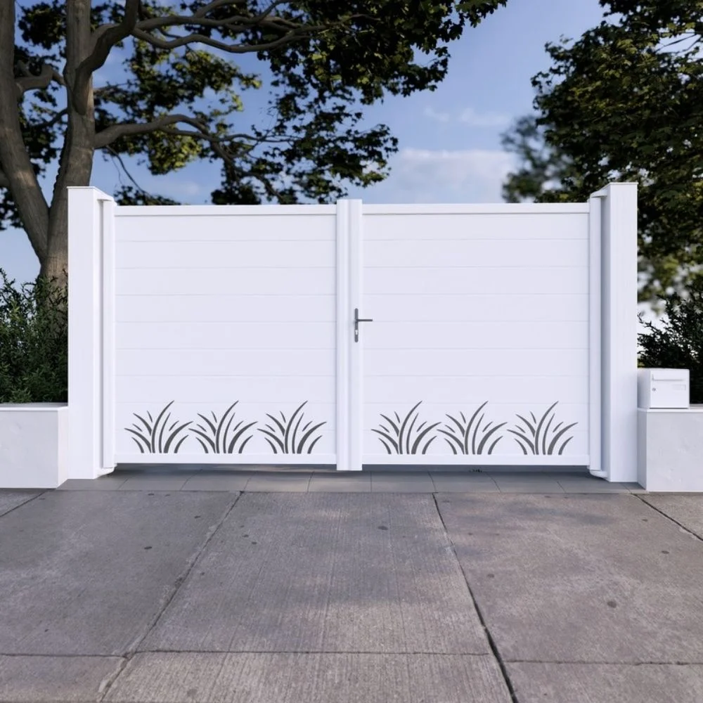 Lot de décors aluminium brossé Seïon pour portail design végétal – 6 lots visibles sur l’image