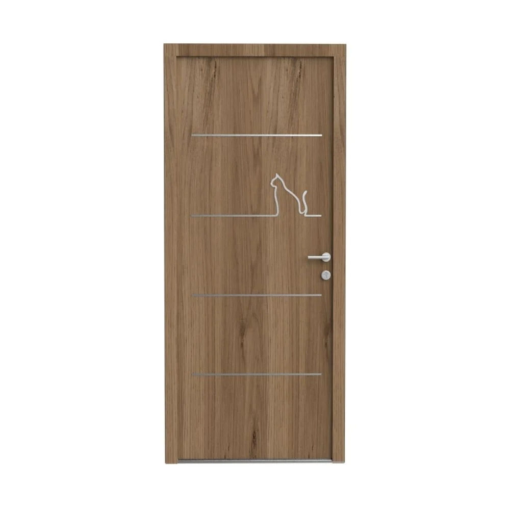 LINEA CHAT- Déco animaux pour porte - Décor porte alu inox