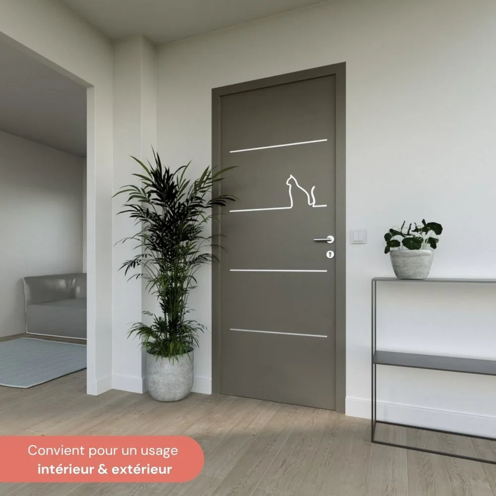 LINEA CHAT- Déco animaux pour porte - Décor porte alu inox – Image 3