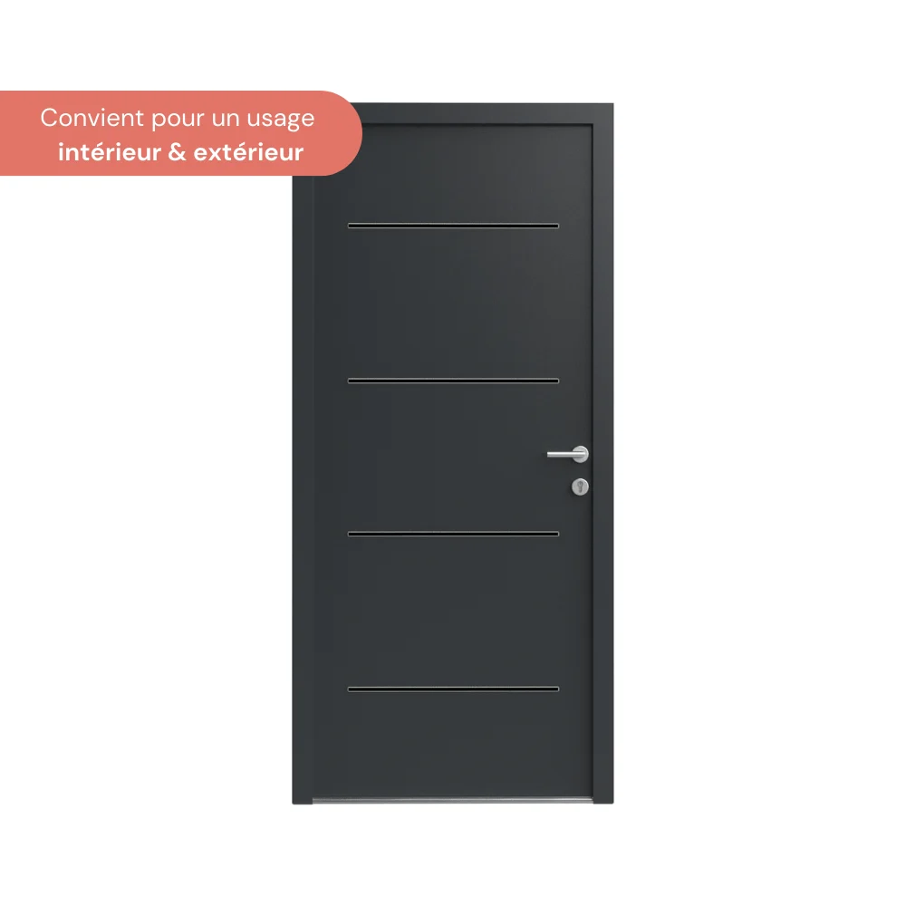 ANIA - Kit déco pour porte - Baguettes aluminium laqué noir bord brut