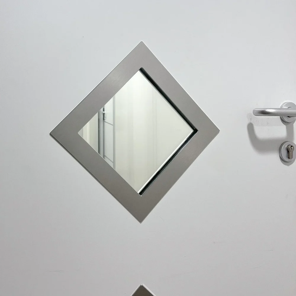 Lot de 4 hublots pour porte intérieure et garage – double vitrage verre clair, alu inox – panneaux 40 mm - Fin de serie
