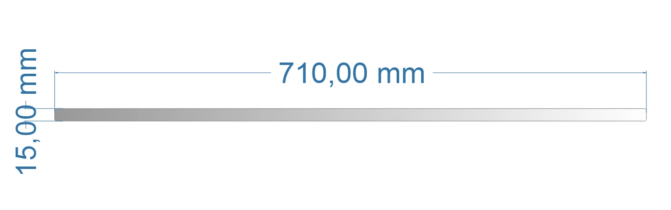 Baguette alu inox brossé 2mm - 710x15 mm - Vendue à l'unité
